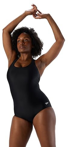 Speedo Damen-Badeanzug, Einteiler, Powerflex, Ultraback, Einfarbig
