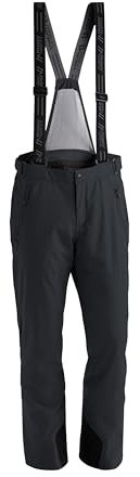 Maier Sports Anton 2, Herren Skihose, Wasserdichte Schneehose mit Hosenträgern, Stretchmaterial und verstellbarer Bund, PFC-frei, mTHERM Wattierung & mTEX Wetterschutz, Schwarz, Gr. 58 (W42/L33)
