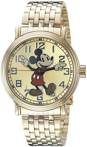 Disney Mickey Mouse Men's W002413 Mickey Mouse Analog Display Analog Quartz Gold Watch, Gold