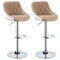 WOLTU Barhocker 2er Set, Hocker mit Lehne, höhenverstellbar drehbar, gepolsterter Kunstledersitz, rutschfestes Metallfuß, für Küche Hausbar, Khaki, BH30kk-2