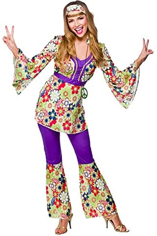 Adult Womens Hippie Chick Fancy Dress Costume - Large (UK 18-20)