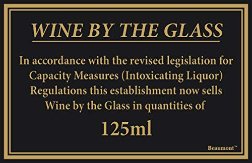 drinkstuff 125ml Weights & Measures Act Sign | Pub Law Sign, Licencing Act Sign, 125ml Wine By The Glass Sign