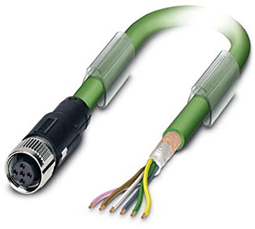 PHOENIX CONTACT SAC-5P-5.0-900/FSB SCO Interbus (16 MBit-s) Bussystem-Kabel, 5-Polig, PUR Halogenfrei, Freies Leitungsende, Auf Buchse Gerade M12 Speedcon, B Kodierung, 5m Kabellänge, Maigrün