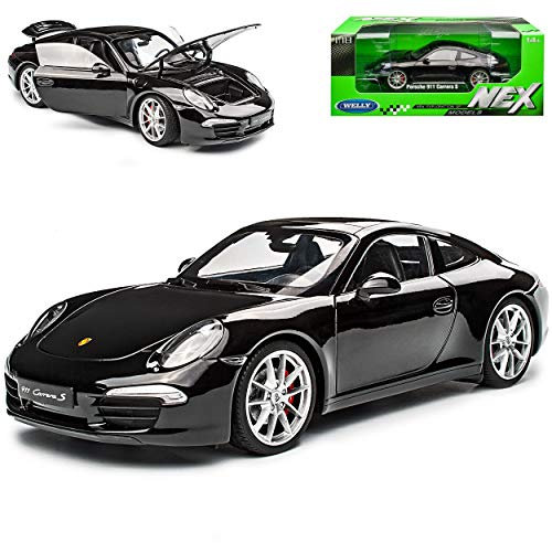 Welly Porsche 911 991 Carrera S Coupe Schwarz Ab 2012 1/18 Modell Auto mit individiuellem Wunschkennzeichen