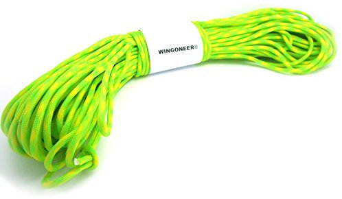 WINGONEER Parachute Seil 100 FT 7 Kern 550 Paracord Nylon Strand Paracord Camping 30 Meter (fluoreszierend grün + gelb)