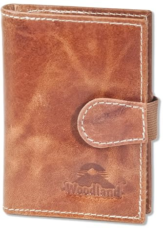 Woodland XXL-Kreditkartenetui für 20 Kreditkarten mit RFID/NFC-Ausleseschutz aus Rindsleder Cognac/Vintage