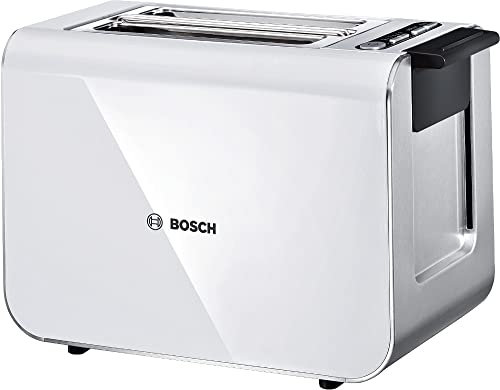 Bosch Hogar TAT8611 - Tostador, 860 W, 2 ranuras extra grandes, color blanco y plateado