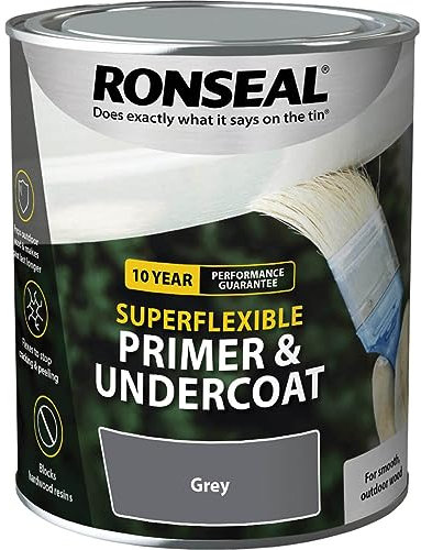 Ronseal RSLEWPGRY750 Super Flexible Wood Primer and Undercoat Grey, 750 ml (Pack of 1)