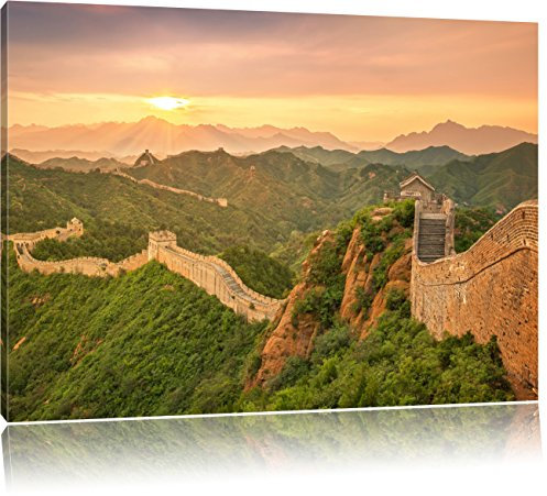 Pixxprint Chinesische Mauer, Größe: 100x70cm, Leinwandbild, fertig gespannt, Wandbild, Dekoration, Kunstdruck, kein Poster
