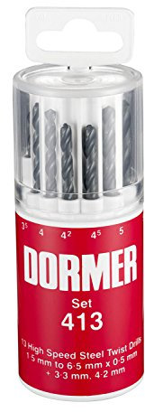 Dormer A191413 HSS High Speed Steel Jobber Drill Bits with 118 Degree Standard Point, Set of 13