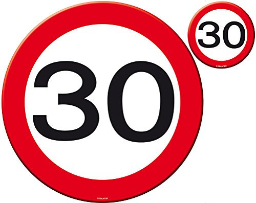Creative Set de Table et Dessous de Verre pour fête de 30e Anniversaire Motif Panneau de signalisation
