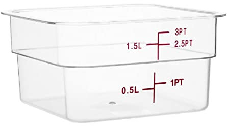 Hygiplas 12364 Polycarbonate Square Storage Container - 1.5Ltr