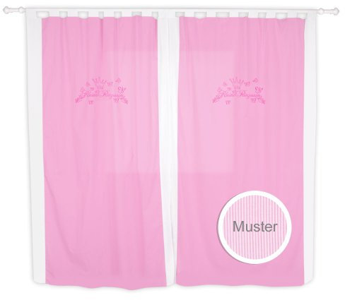 Mixibaby Kinderzimmer Gardinen/Vorhänge Kleiner Prinz oder Kleine Prinzessin, ca. 140 x 230 cm, Farbe:Rosa, Motiv:Kleine Prinzessin