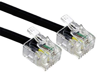 ALIDA SYSTEMS ® 2m ADSL Cable - Premium Quality/Gold Plated Contact Pins/High Speed Internet Broadband/Router or Modem to RJ11 Phone Socket or Microfilter/Black