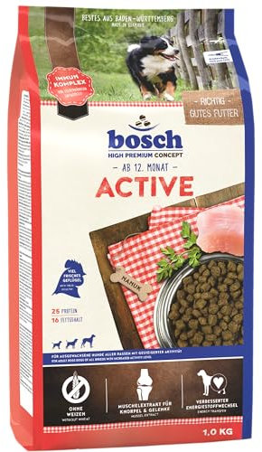 bosch HPC Active | Hundetrockenfutter für ausgewachsene Hunde aller Rassen mit gesteigerter Aktivität | 1 x 1 kg