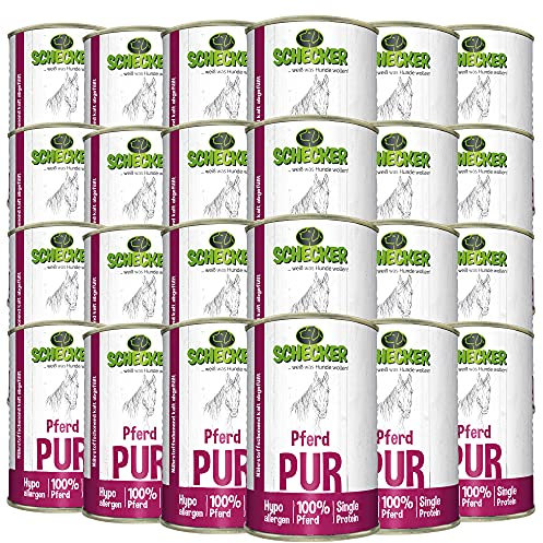 Schecker Nassfutter - 100% Pferd pur - getreidefrei - hypoallergen - echte, Reine Qualitätsware - 24 x 410 g