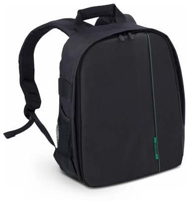 Rivacase 7460 (PS) gepolsterter Rucksack für K für Spiegelreflexkamera (DSLR) mit Objektiv - 2 zusätzliche Objektive und Zubehör, Schwarz