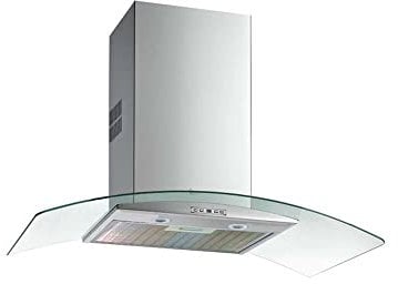 Teka NC 985 - Campana Extractora 90 cm, Campana Decorativa con Ala de Cristal, 3 Velocidades + Intensiva, Iluminación LED, Programador del Tiempo de Aspiración, Color Acero Inoxidable