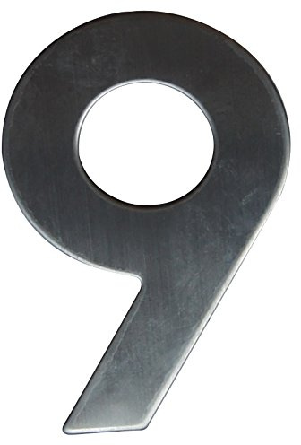 Alpertec Hausnummer 9 Edelstahl satiniert inklusive Schrauben und Dübeln, Höhe 120 mm, 35150091K1