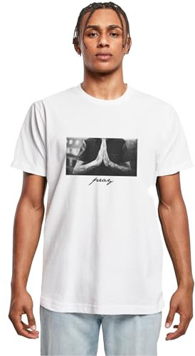 Mister Tee Herren T-Shirt Pray Tee, Weiss (White), Gr. L