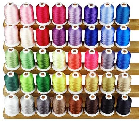 Simthread 40 Farben Polyester Stickgarn 500 Meter (550Y), für Babylock Janome Kenmore Singer Stickereimaschine