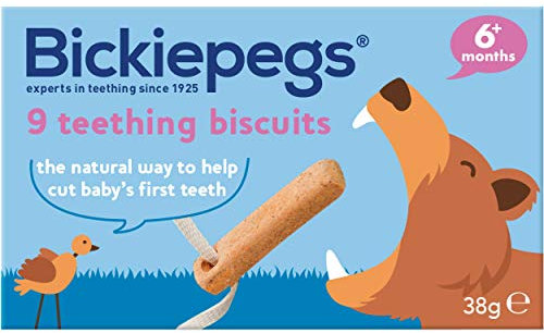 Bickiepegs Teething Biscuits 6-36 Months, 9 Biscuits, Natural Teething Remedies for Teething Relief, Dairy-Free Teething Rusks for Babies and Toddlers (1Pack)