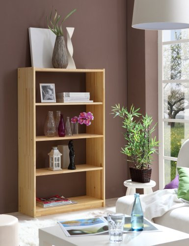 TiCAA Standregal Bücherregal Kiefer Natur H145cm