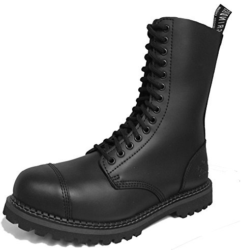 Grinders Herald 2015 Stivali Nero Opaco Militare Punta di Sicurezza in Metallo Unisex Punk del motociclo38