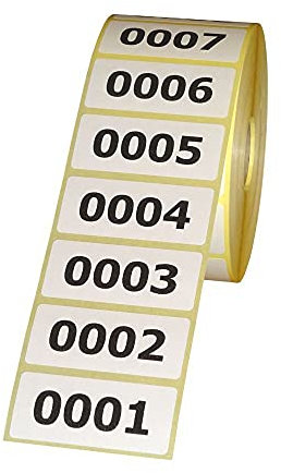 1.000 Etiketten/Aufkleber auf Rolle - fortlaufend nummeriert - 56 x 25 mm