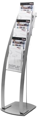 Deflecto 6 Pocket Floor Stand Silver, Sturdy Steel Magazine Rack , A4 Literature File Holder, Letter Rack, A4 Portrait File Display Free Standing