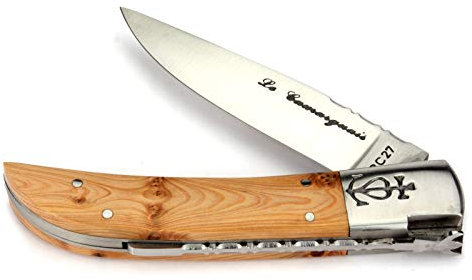 Le Camarguais 12 cm Taschenmesser 20090 - Griffschalen Wacholder - Klinge 10 cm Stahl 12C27-1 Backe