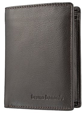 bruno banani Portemonnaie für Männer aus Echt Leder, Herren Portemonee im Hochformat - Braun 3368
