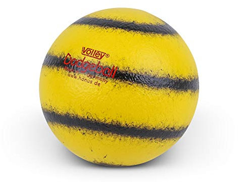 Volley Dodgeball - 160 mm - 105 Gramm - Gelb - Schwarz- mit Elefantenhaut