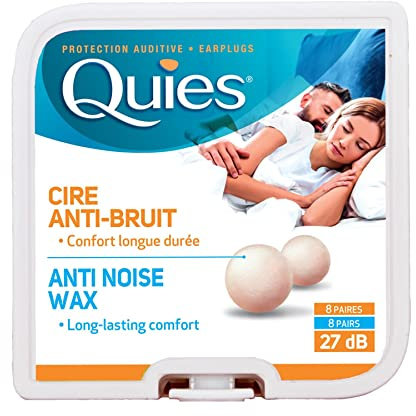 Quies Ohrstöpsel natürliches Wachs 8 Paar 27 dB Noise Reduction Barriere gegen Lärm 2 Stück