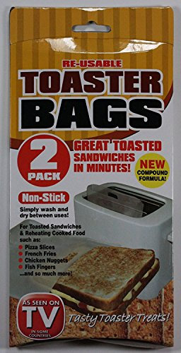 2 PACK NON STICK RE-USABLE TOASTER TOASTING TOASTIE BAGS POCKETS SANDWICH BAGS