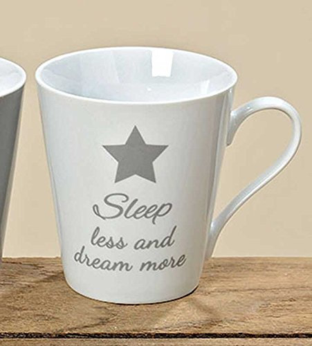 Becher Kimki mit Spruch weiss Porzellan Tassen H 10 cm Kaffeetasse Teetasse