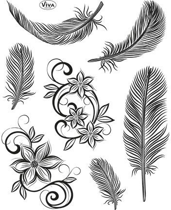 Viva Decor® Clear-Stamps (Federn) Silikon Stempel - Prägung Stempel - DIY Dekoration stanzen - Stempel Silikon - DIY Stamp - Stempel Prägung - Made in Germany