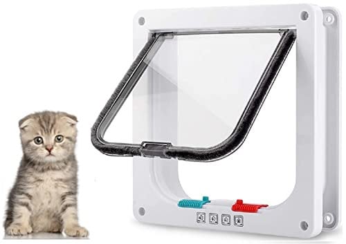 Itian Katzentür für Hunde und Katzen, steuerbar, ABS-Material (Weiß)
