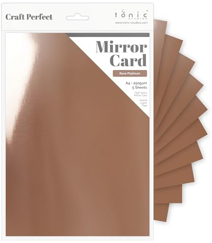 Craft Perfect High Gloss Mirror Card A4, Rose Platinum