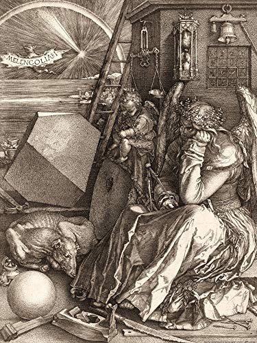 1art1 Albrecht Dürer Poster Melencolia I, Die Melancholie, 1514, Sepia Kunstdruck Bild 80x60 cm