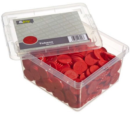 En-Joy Jetons Plastiques Gravés Etoile Rouge - 500 pièces - 29 mm