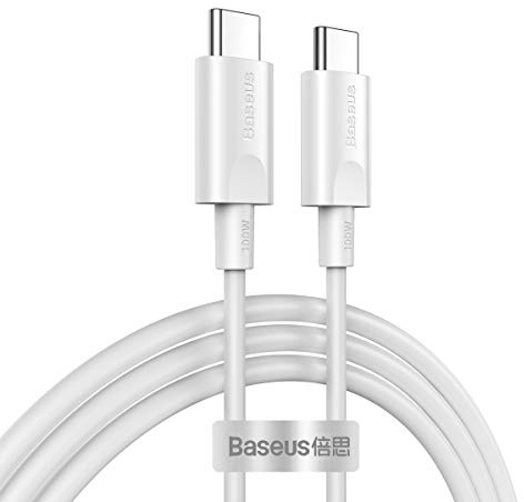 Baseus USB-C Ladekabel 1,5 m, 100W USB-C auf USB-C Kabel 20V/5A PD Schnellladen für MacBook Pro, MacBook, iPad Pro 2020, MacBook Air, ChromeBook Pixel, Surface Book, Weiß