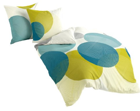 Bierbaum Bettwäsche 6155, Mako-Satin, Designed in Germany, petrol 20, 200x200 + 2x80x80 cm, fürs Doppelbett