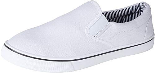 Mens Slip on Canvas Summer Shoes (10, White)