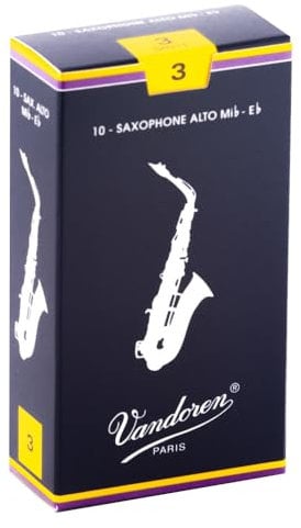 Vandoren SR213 - Caja de 10 cañas tradicional n.3 para saxofón alto, madera