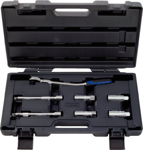 KS TOOLS 4042146114834 918.0607 - Coffret de douilles 3/8'' - Gamme CHROMEplus - Spéciales démontage bougies - Finition chromée - En chrome Vanadium - 7 pièces