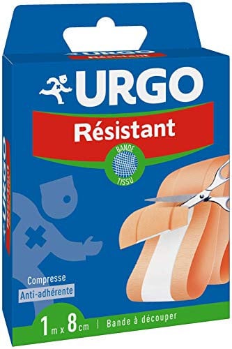 Urgo – robustes Schneideband – Band aus Stoff – Kompresse antihaftbeschichtet – 1 m x 8 cm