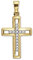Clever Schmuck Goldener Damen Anhänger Kreuz 20 mm innen offen und der Mitte mit vielen Zirkonias 333 GOLD 8 KARAT
