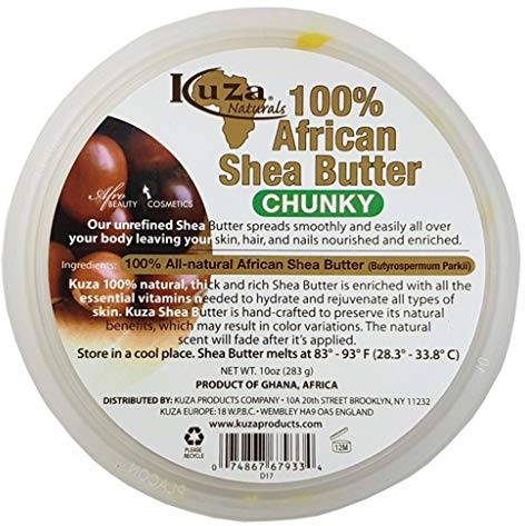 KUZA 100% PURE AFRICAN SHEA BUTTER CHUNKY 283gm FOR SKIN, HAIR & NAILS