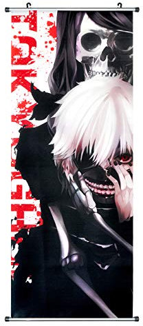 CoolChange Großes Anime Rollbild/Kakemono aus Stoff Poster, 100x40cm, Motiv: Ken Kaneki/Liz Kamishiro